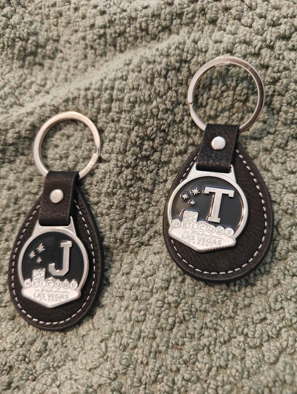 Monogram J & T Las Vegas Leather Keychains - Black